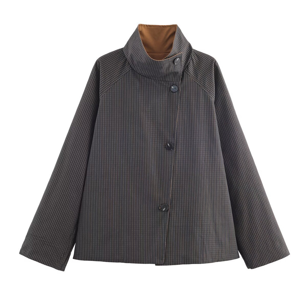 Damen urbane Oversized-Jacke mit hohem Kragen EB
