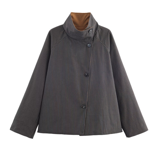 Damen urbane Oversized-Jacke mit hohem Kragen EB