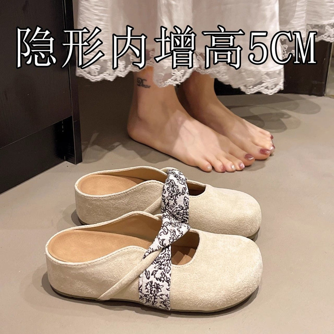 Damen Velours-Mules mit gepolstertem Fußbett und Zierkreuzriemen EB