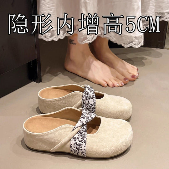 Damen Velours-Mules mit gepolstertem Fußbett und Zierkreuzriemen EB