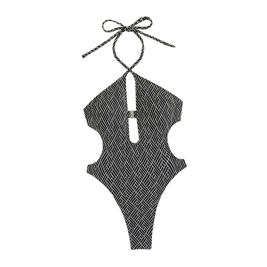 Damen Einteiler Badeanzug mit kreativem Cut-Out EB