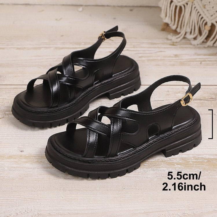Damen komfortable Riemensandalen mit modischer Schnallenverzierung EB