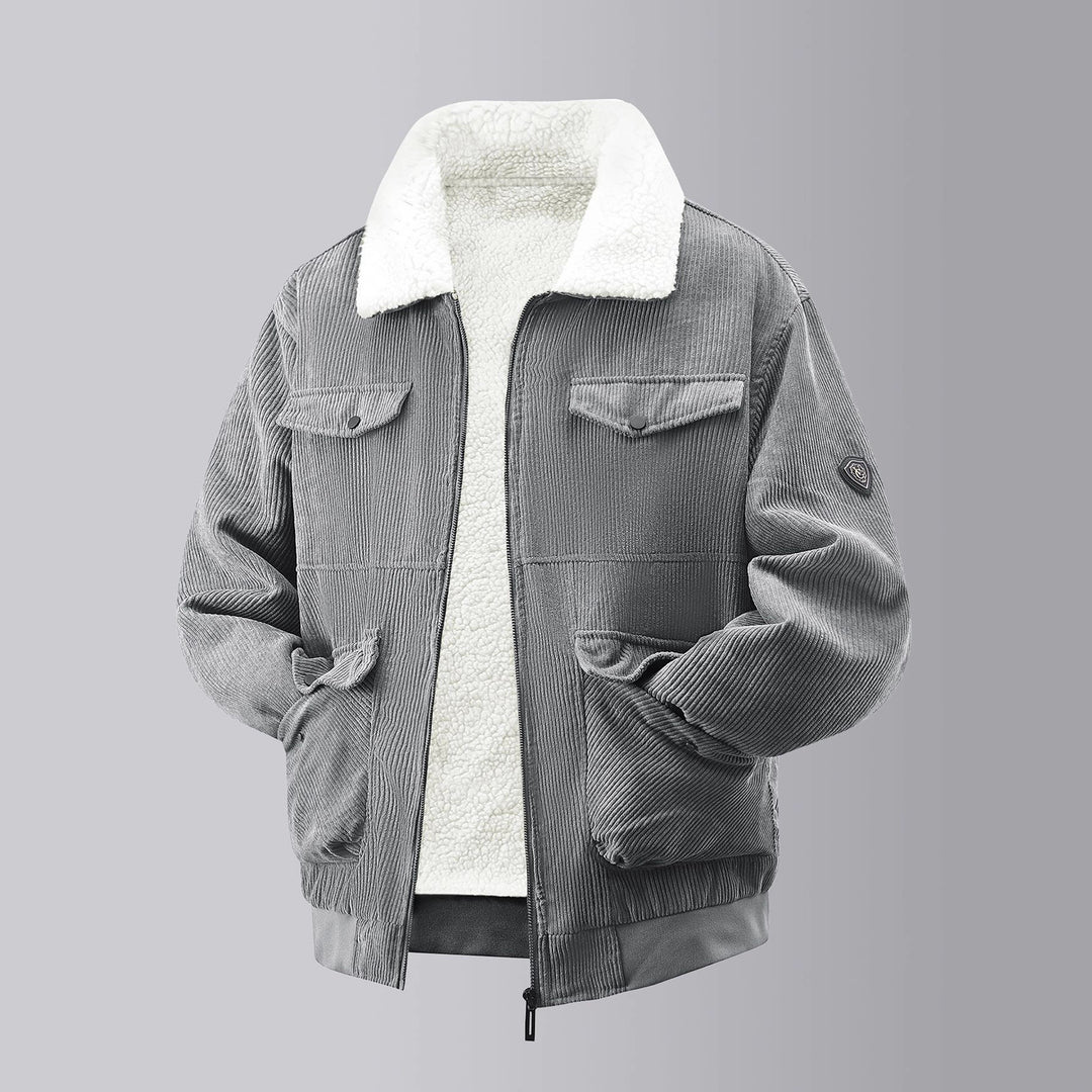 Herren kuschelige Teddy-Fleecejacke mit praktischen Brusttaschen und elastischen Bündchen EB