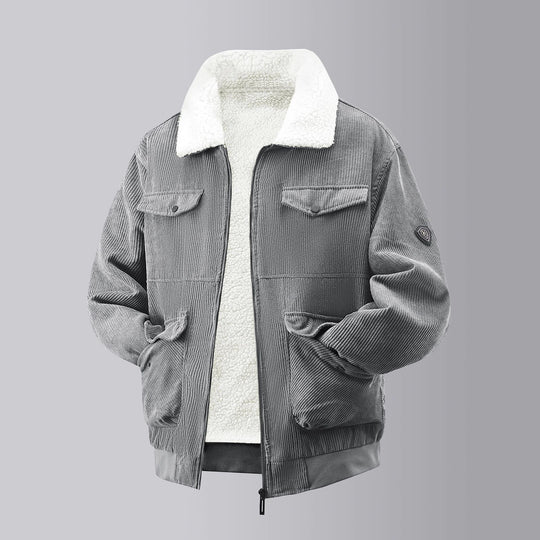 Herren kuschelige Teddy-Fleecejacke mit praktischen Brusttaschen und elastischen Bündchen EB