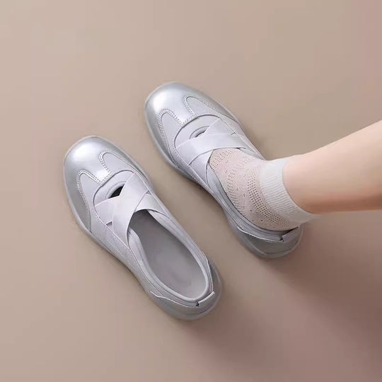 Damen Komfortable Slip-On Sneakers mit elastischem Riemen und weich gepolstertem Innenfutter EB