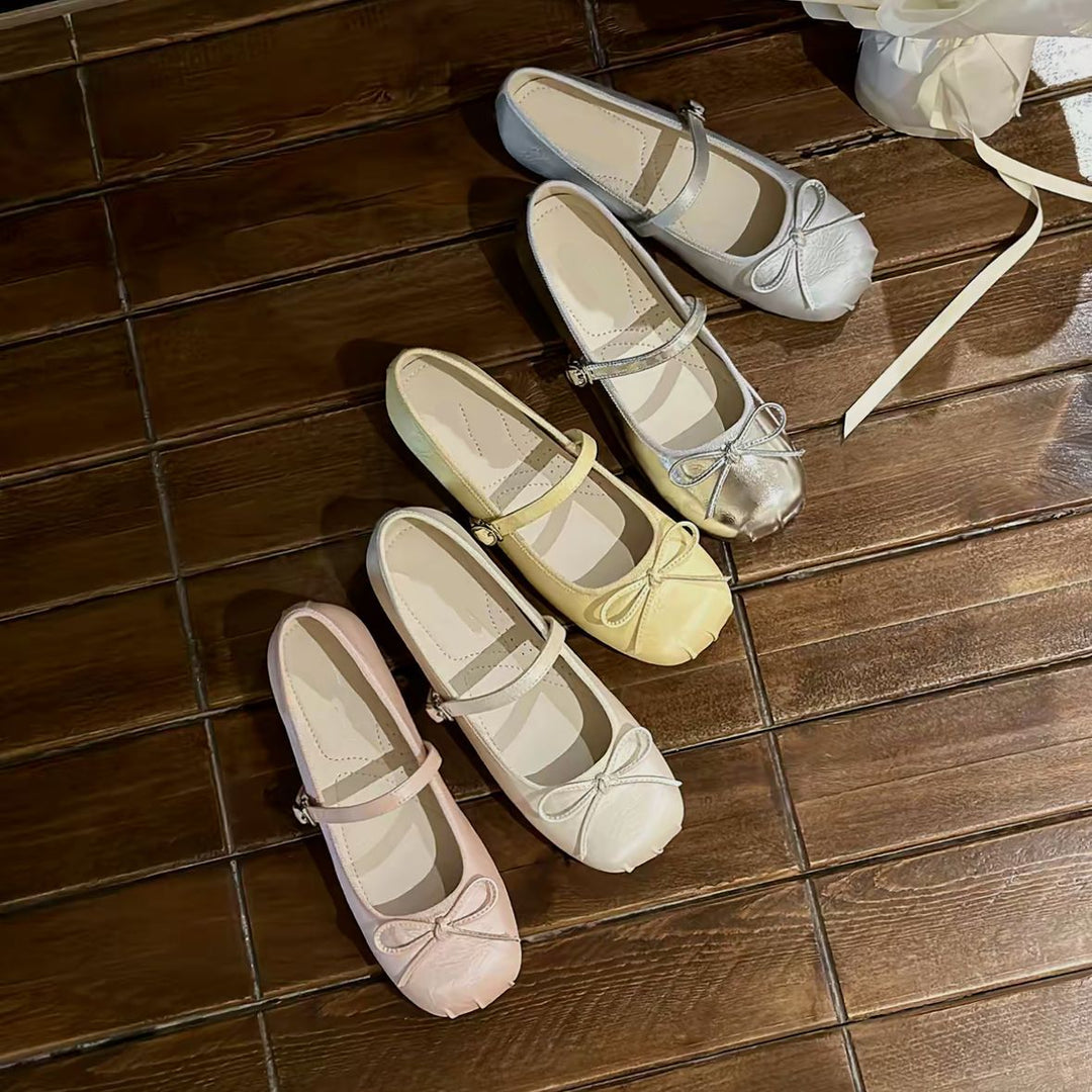 Damen Ballerinas mit elegantem Glanz und verspieltem Schleifen-Detail EB
