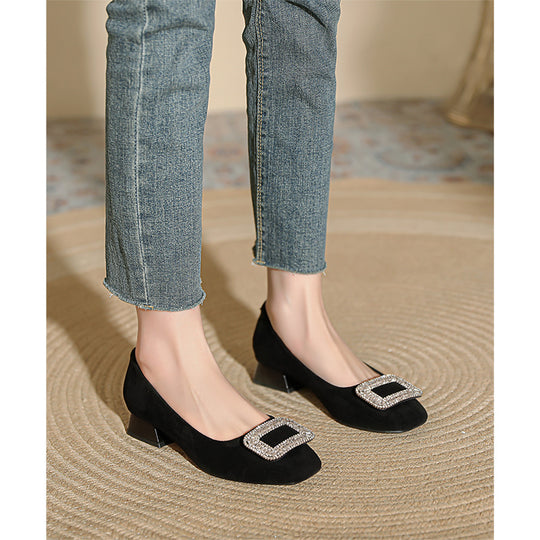 Damen Ballerina mit eleganter Strassschnalle EB