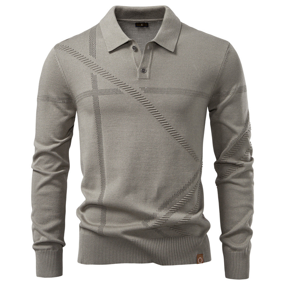 Herren Langarm Poloshirt mit modernem Strukturdesign EB
