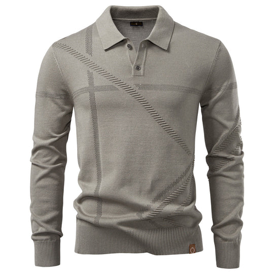 Herren Langarm Poloshirt mit modernem Strukturdesign EB