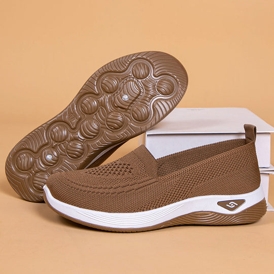 Damen Hochwertige Slip-On Freizeitschuhe mit atmungsaktiver Strickoberfläche EB