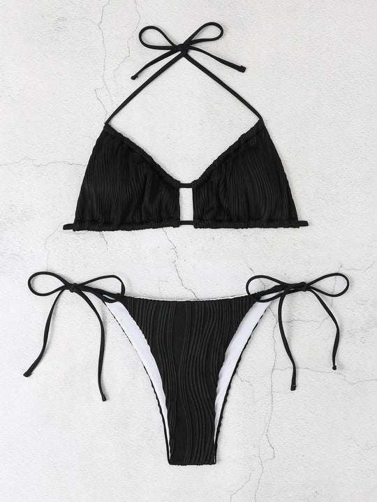 Damen Triangel-Bikini-Set mit raffinierten Rüschendetails EB