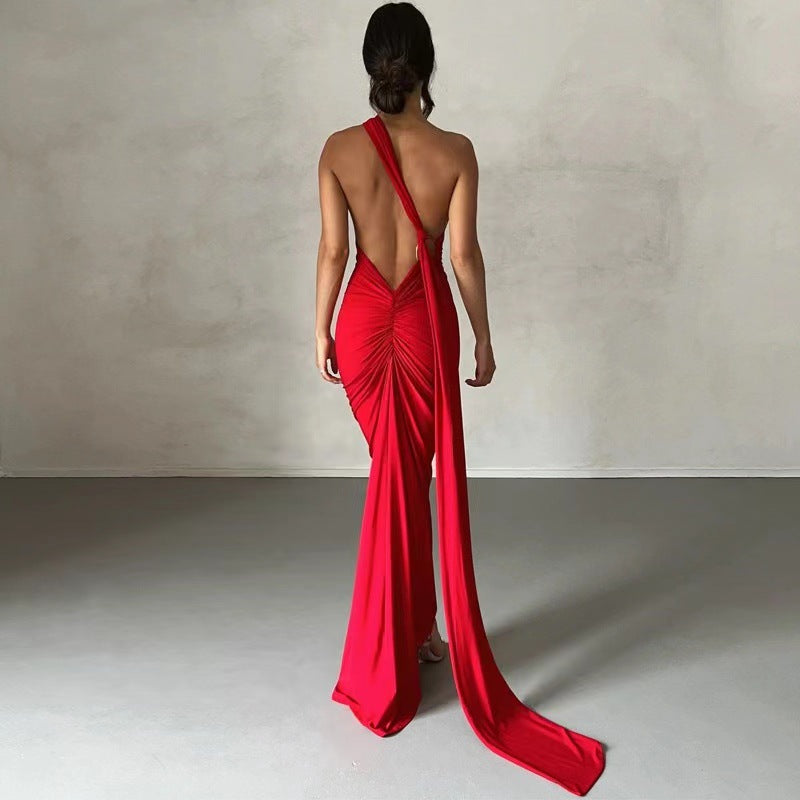 Damen Elegantes Wickelkleid mit asymmetrischem Saum und figurbetontem Schnitt EB