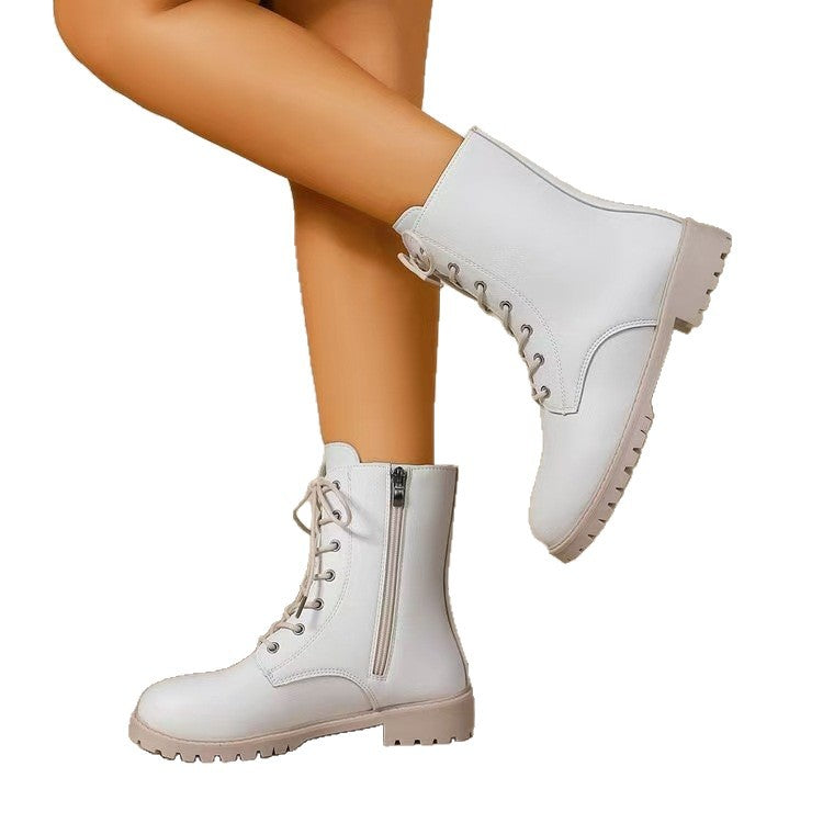 Damen  Schnürstiefel mit seitlichem Reißverschluss und profilierter Gummilaufsohle EB