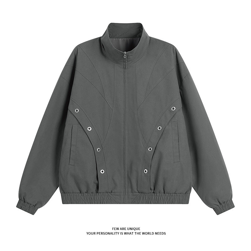 Damen modische Übergangsjacke mit hohem Kragen und praktischen Druckknopfdetails EB