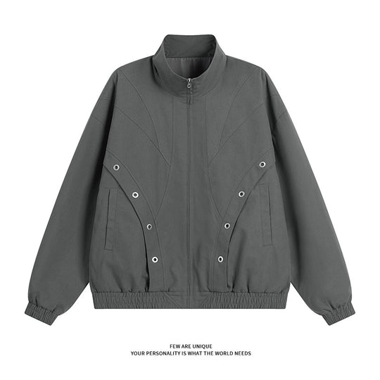Damen modische Übergangsjacke mit hohem Kragen und praktischen Druckknopfdetails EB