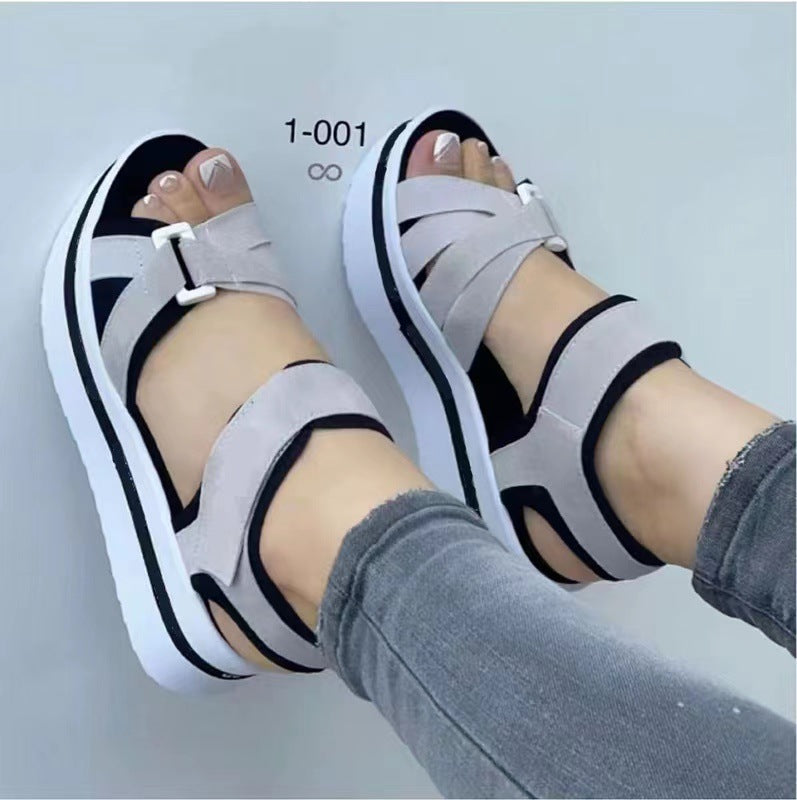 Damen sportliche Wedge-Sandalen mit verstellbarem Riemen EB