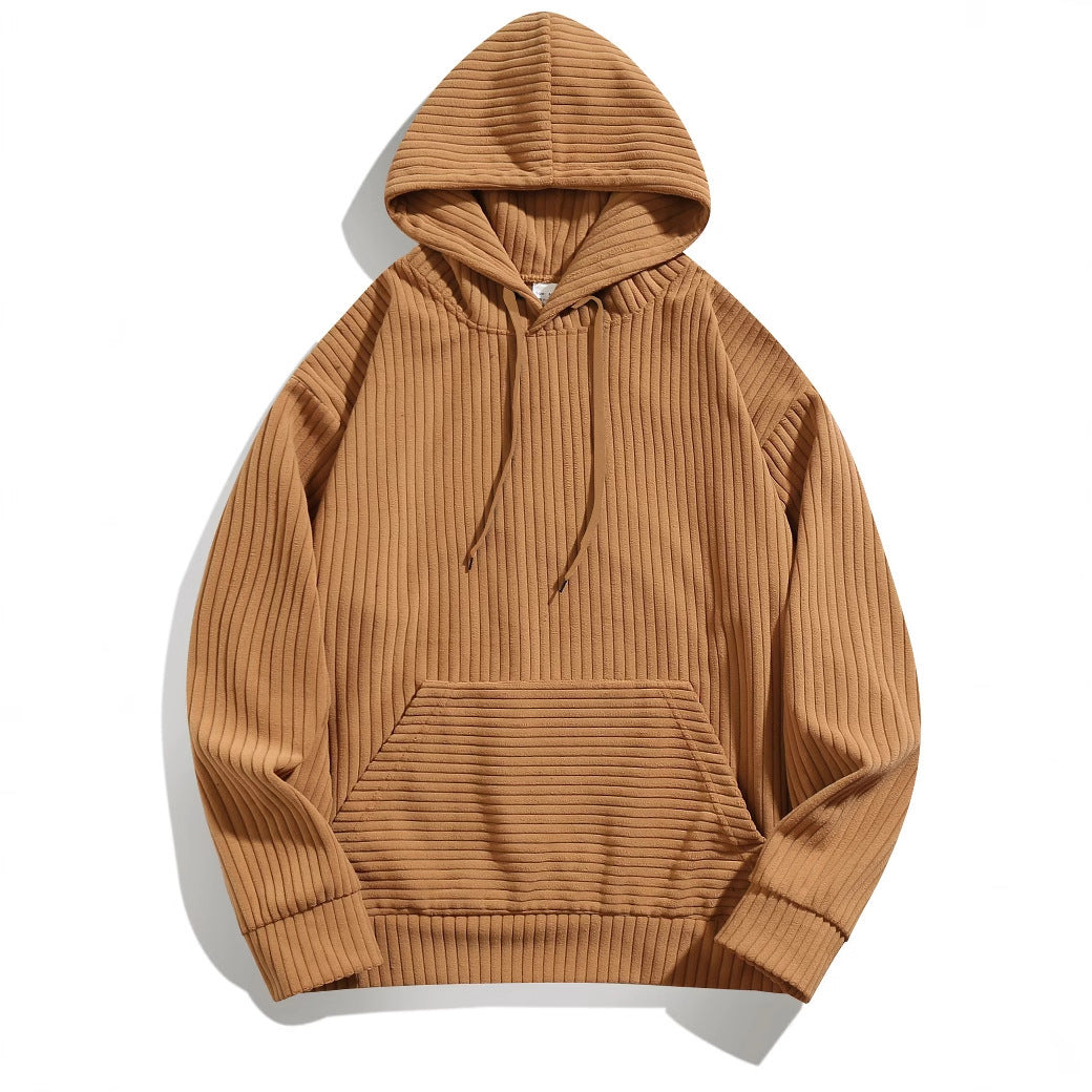 Herren Kapuzenpullover mit strukturierter Ripp-Textur und praktischen Taschen EB