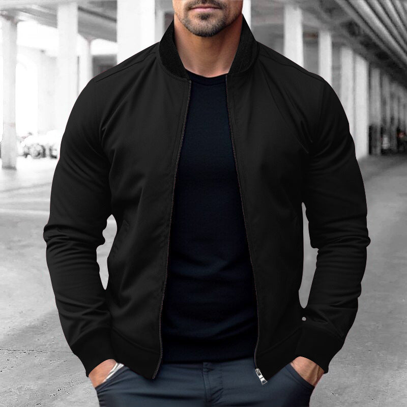 Herren sportliche Sweatjacke mit hohem Kragen und seitlichen Eingrifftaschen EB
