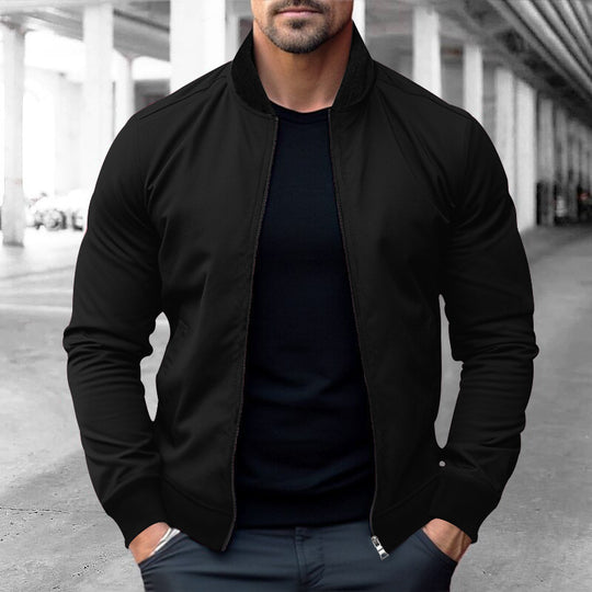 Herren sportliche Sweatjacke mit hohem Kragen und seitlichen Eingrifftaschen EB