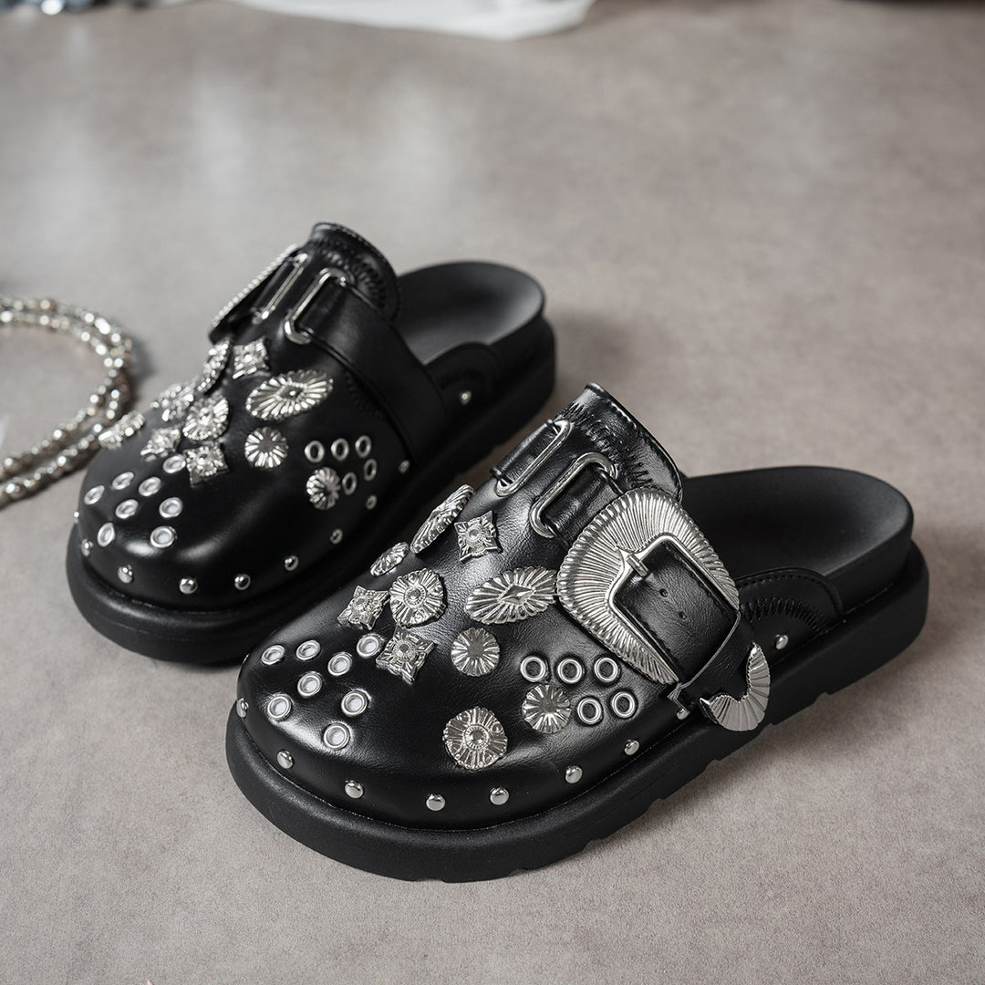 Damen Clogs mit funkelnden Zierteilen und modischem Schnallen-Design EB