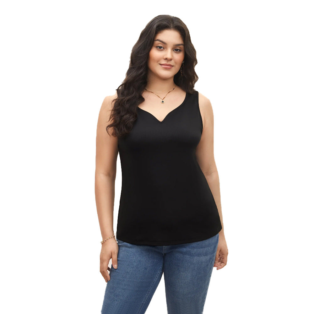 Damen ärmelloses Tanktop mit schwungvollem V-Ausschnitt EB