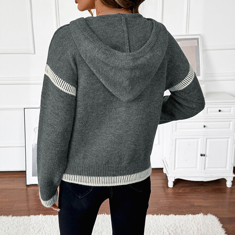 Damen sportliches Sweatshirt mit dekorativem Reißverschluss und hohem Kragen EB