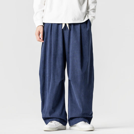 Herren nan weite Cordhose mit Tunnelzug, Bundfalten und relaxed Fit EB