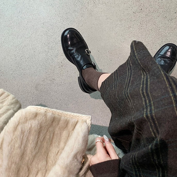 Damen elegante Schnürschuhe mit dekorativen Schnallen EB
