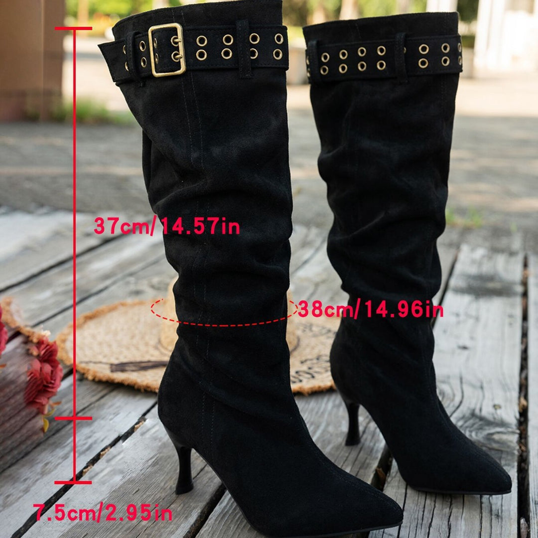 Damen Overknee Stiefel mit modischem Falten-Design und hochwertigem Material EB