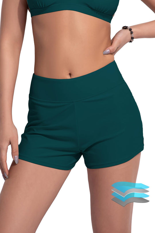 Damen Hochgeschnittene Sport-Badeshorts mit elastischem Bund EB