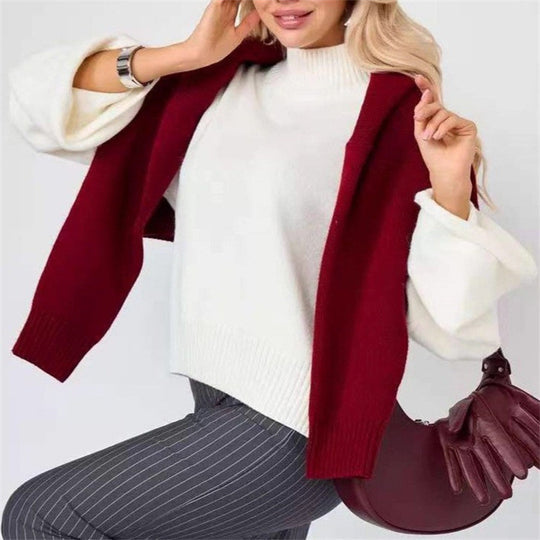 Damen Strickpullover mit lässigem Schnitt und Volumenärmeln EB