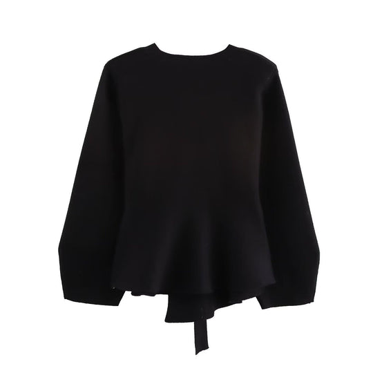 Damen Wickeljacke mit eleganter Taillierung und Bogenmotiv EB