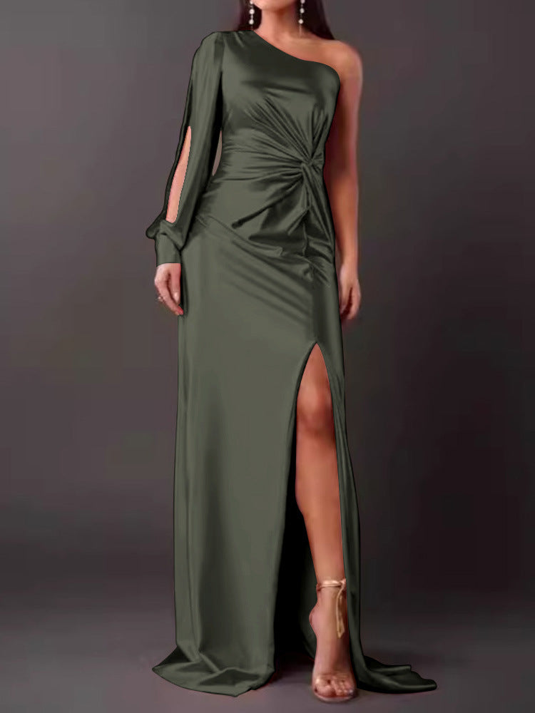 Damen Abendkleid mit asymmetrischem Ausschnitt und eleganter Faltenlegung EB