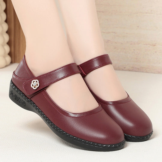 Damen Komfortable Mary Jane Ballerinas mit flexiblem Riemen und dekorativem Schmuckdetail EB