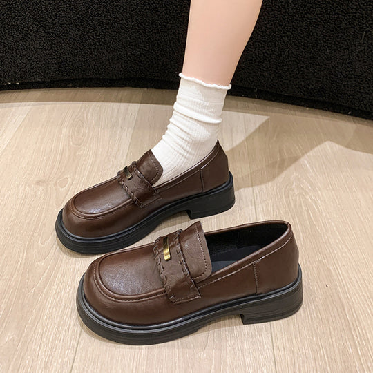 Damen modische Loafers mit stabiler Plateausohle und eleganter Schnalle EB