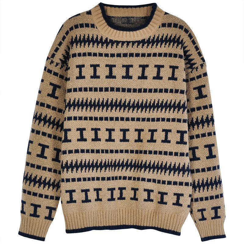 Damen Strickpullover mit modernem geometrischem Muster EB
