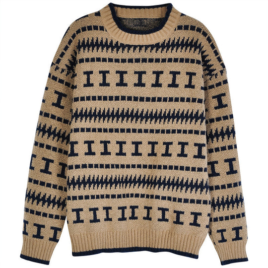 Damen Strickpullover mit modernem geometrischem Muster EB