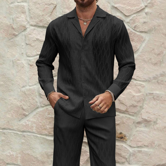 Herren eleganter Set mit feinem Strukturmuster und komfortablem Schnitt EB