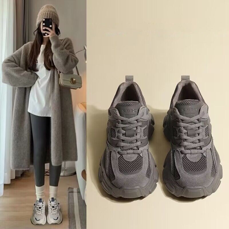 Damen Sportliche Chunky Sneakers mit atmungsaktiver Struktur und robustem Profil EB