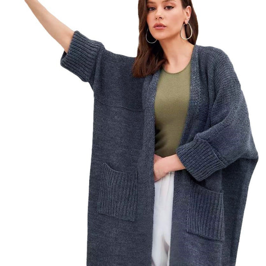 Damen Grobstrick-Kimono mit praktischen Taschen und weitem Schnitt EB
