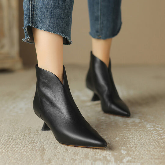 Damen nan spitze knöchelhohe Stiefelette mit niedrigem Pfennigabsatz und seitlichem Reißverschluss EB