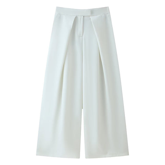 Damen weit geschnittene Culotte-Hose mit eleganten Falten und hohem Bund EB