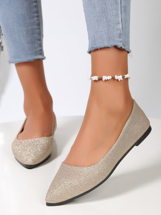 Damen Glitzernde Ballerinas mit elegantem Schnitt EB
