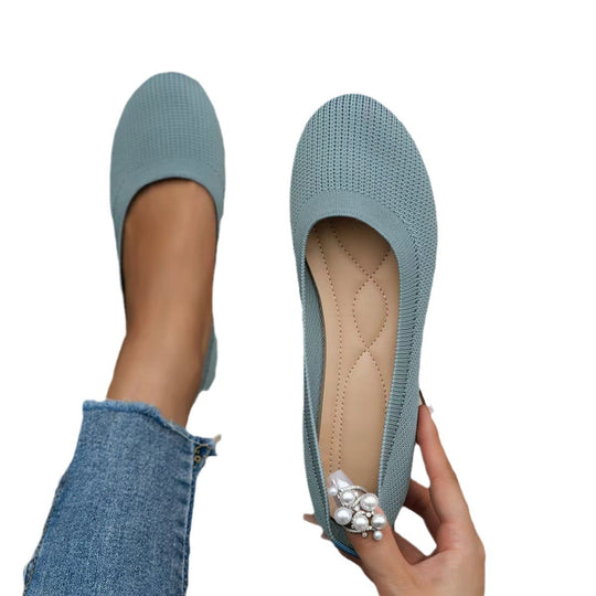 Damen bequeme Ballerinas aus elastischem Gewebe mit formschöner Sohle EB