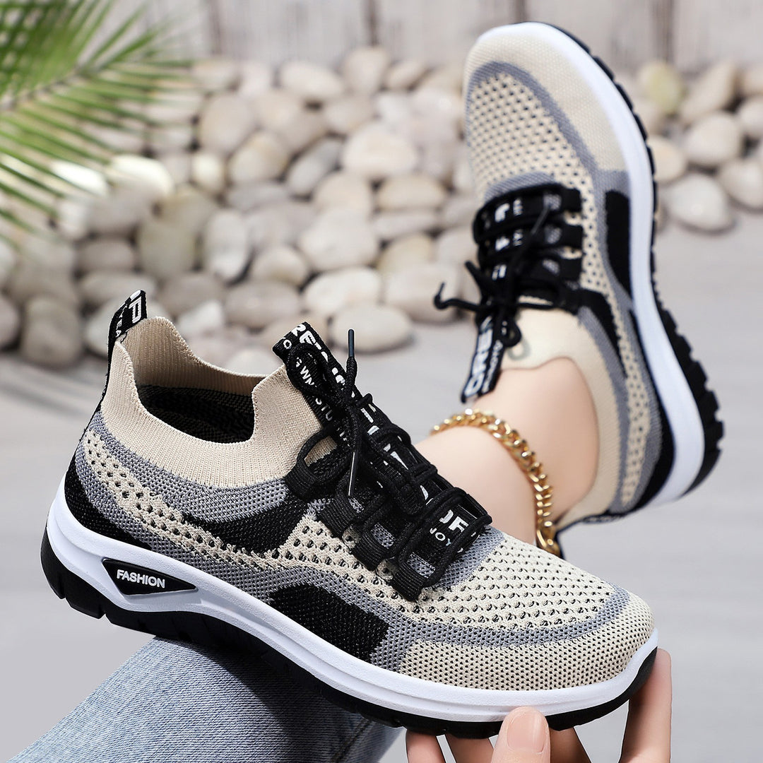 Damen Komfortable atmungsaktive Sneakers mit elastischem Schnürsystem EB