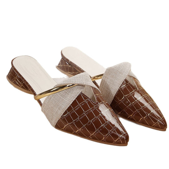 Damen Elegante und stilvolle Mules mit metallic Akzent EB