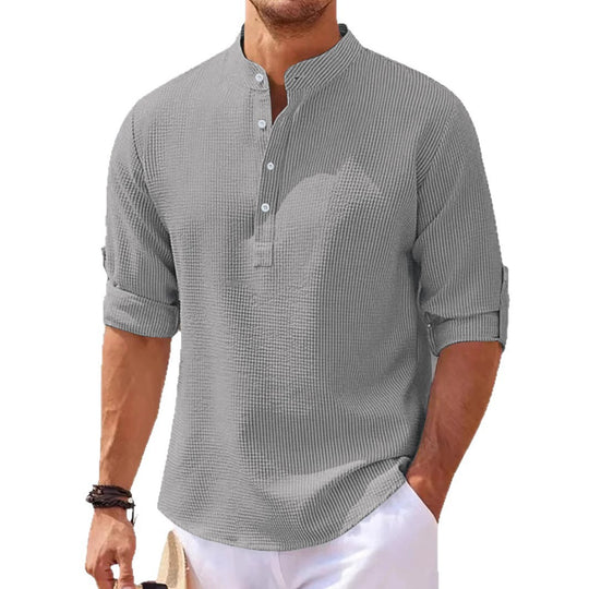 Herren lässiges Henley-Shirt mit strukturierter Oberfläche EB