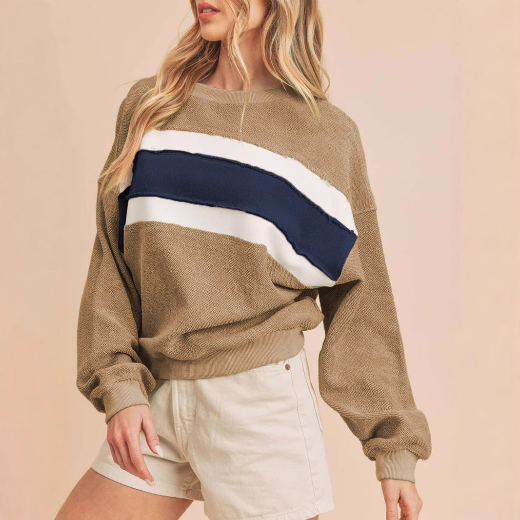 Damen Kuscheliger Oversized Pullover mit Streifen EB