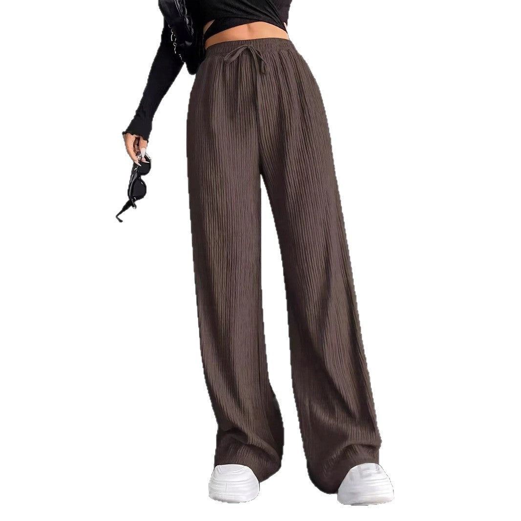Damen weite Pluderhose mit geripptem Design und elastischem Taillenbund EB