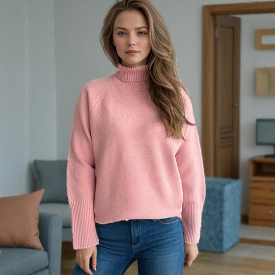 Damen Rollkragenpullover mit strukturiertem Design und Glitzerakzenten EB